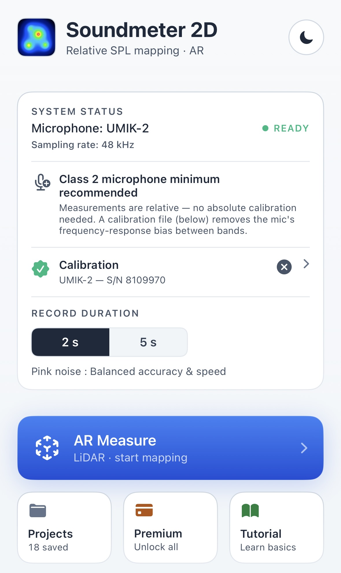 Calibration row with active correction